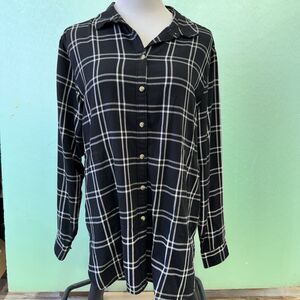 JACHS Girlfriend Black Flannel Shirt Long Sleeve XL Soft Comfy Fallcore Pockets